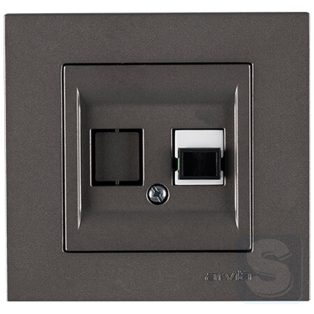 Розетка з портом для оптоволоконного кабелю, оптична розетка Arvia Electric KAREN Антрацит (20 06 2000 252)